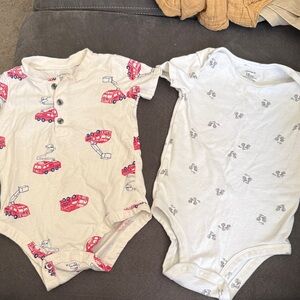 Baby Onesies with Fire Truck and bike Prints